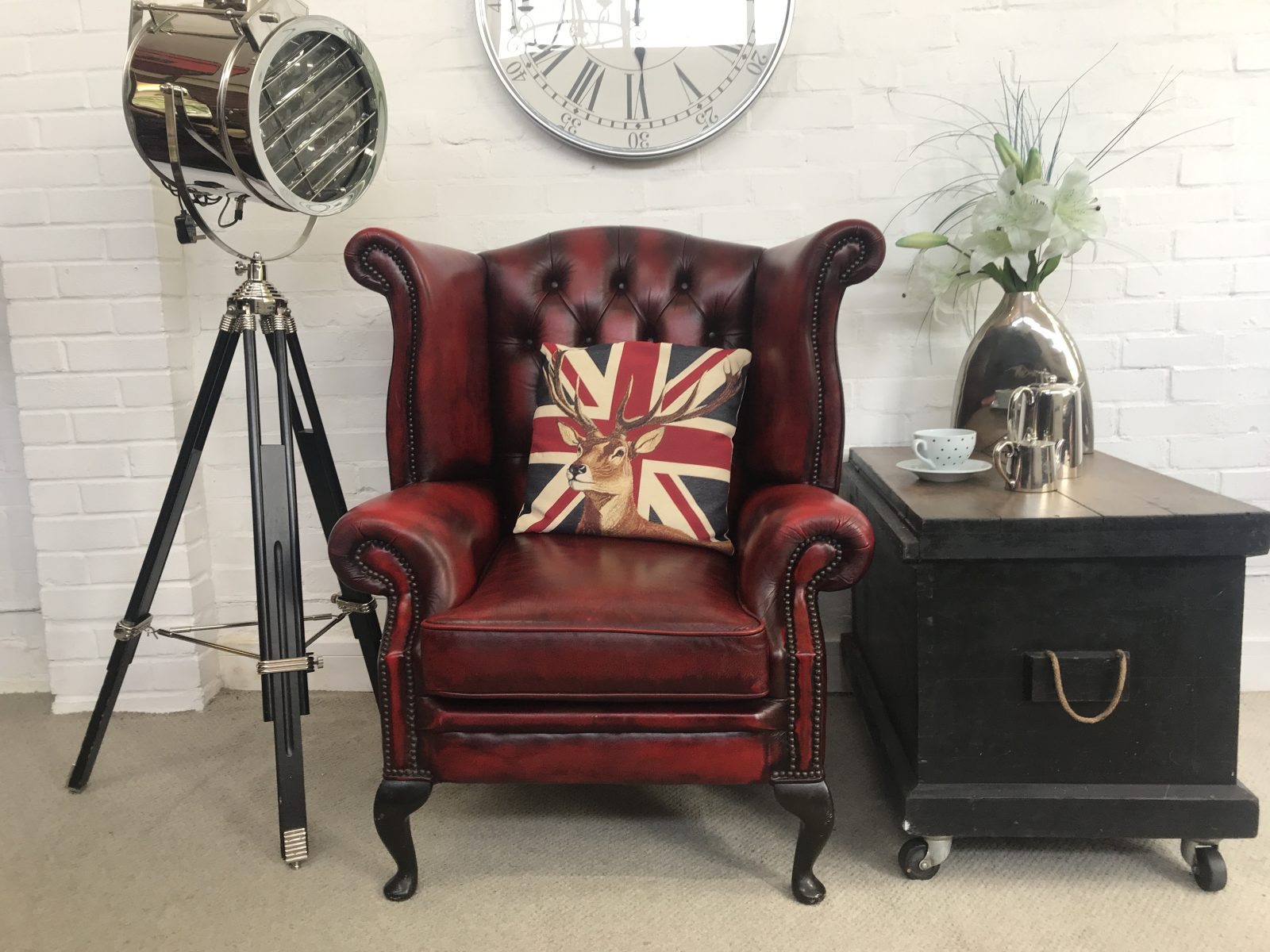 Beautiful Queen Anne Wingback Armchair.