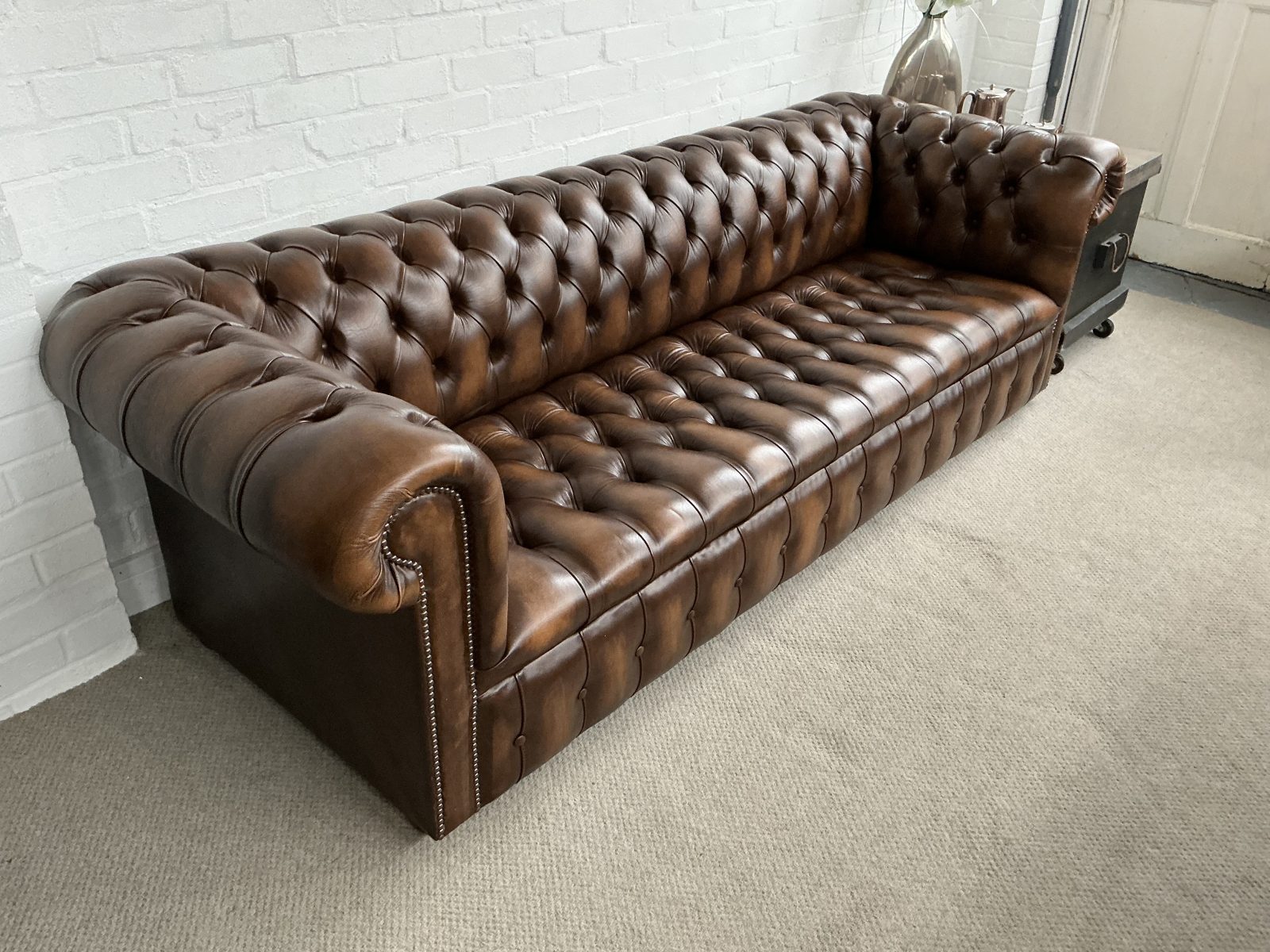 Immaculate 4 Seater Chesterfield Sofa. Matching pair available. - Image 4