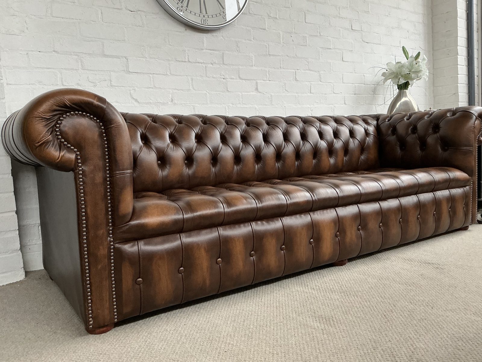 Immaculate 4 Seater Chesterfield Sofa. Matching pair available. - Image 5