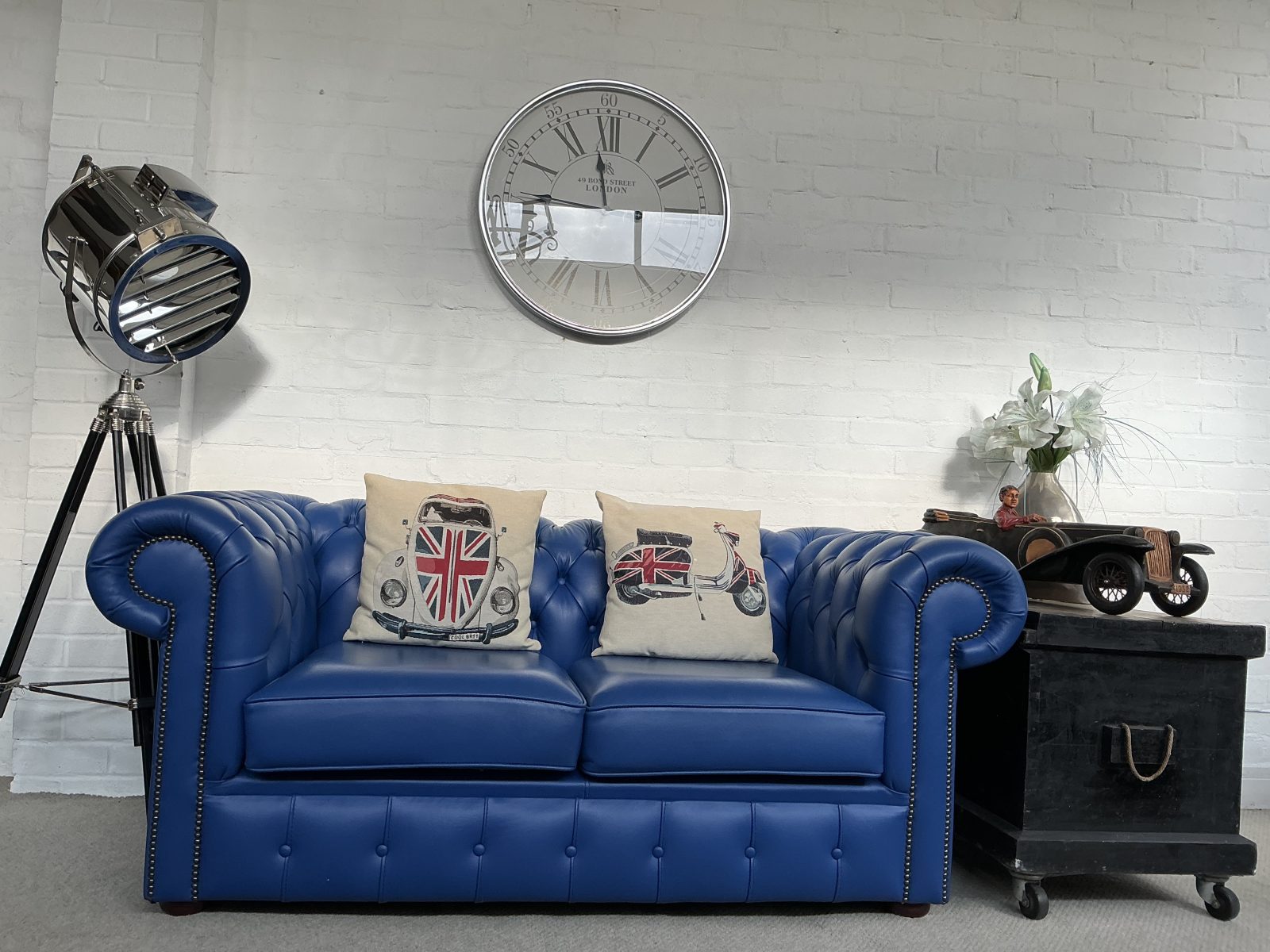 Stunning Cobalt Blue Chesterfield Sofa.