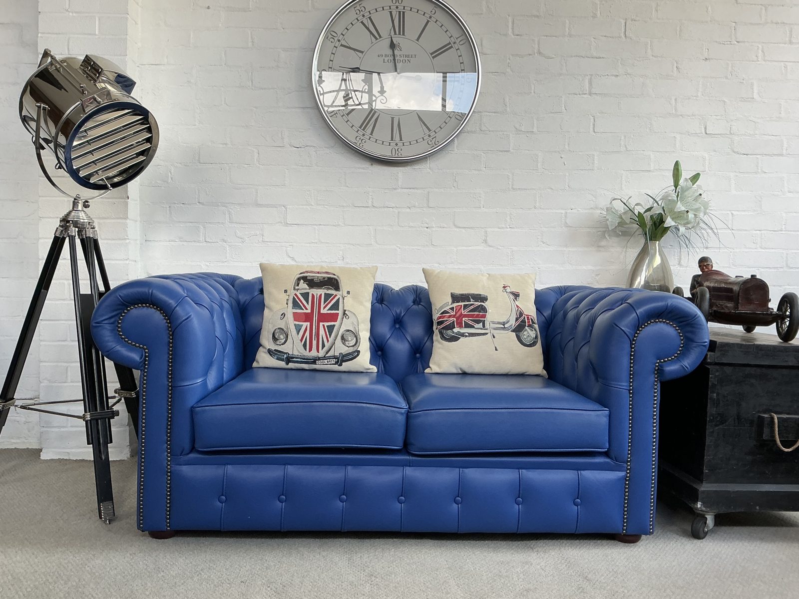 Stunning Cobalt Blue Chesterfield Sofa.